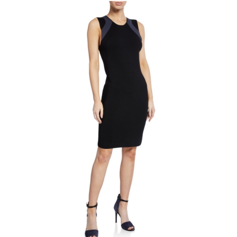 Vince colorblock multi-stitch sleeveless dres